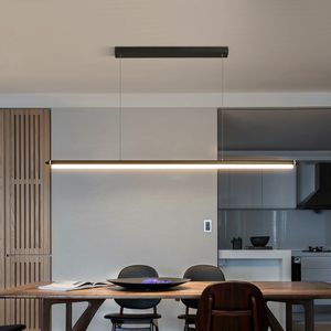 Nordic minimalist restaurant chandelier modern bar one word office study led strip lamps dining tables Pendant light 2022
