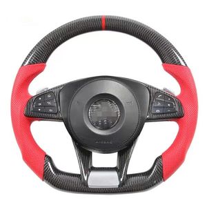 Car Carbon Fiber LED Display Steering Wheels for BENZ A45 C43 C63 E63 GT S63 GLE63 GLC63 G63 CLS63 AMG W205 S205 S213 W213