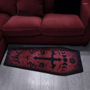 Teppiche 50x120 cm roter Sargkreuz-Fledermaus Gothic Pentagramm Floor Matte Teormaten Teppich Schlafzimmer Wohnzimmer im Freien Nicht-Schlupf-Geschenk Anime