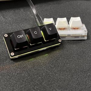 Kopyala Yapıştır Klavye Macro Programlanabilir Mini 3 Anahtar RGB Mekanik Klavye Kablolu Programlama Beyaz/ Siyah Tuş Takımı