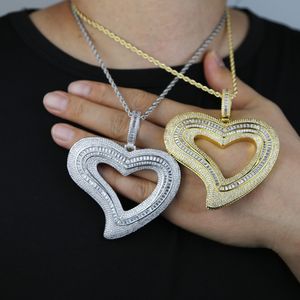 86*76mm Heart Lab Diamond Pendant 14K Gold Party Wedding Pendants Halsband för kvinnor Män hiphop smycken födelsedagspresent