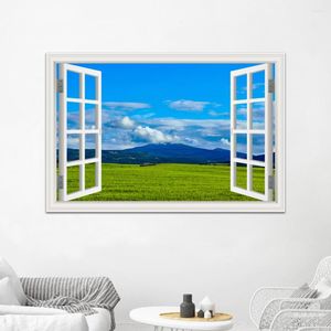 Adesivi murali One Piece Nature Picture Prateria Mountain Peaks Landscape Sticker Decal Mural Wallpaper Window View3D Decor