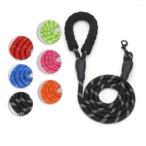 Dog Collars Pet Thick Braided Rope Leash Luminous Beautiful 1.5M Nylon Safety Buckle Reflective Traction Cat Supplies