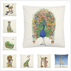 Pillow Art Beautiful Animal/Plant Cartoon Pattern Soft Short Plush Cover Case For Home Sofa Car Decor Pillowcase 45X45cm