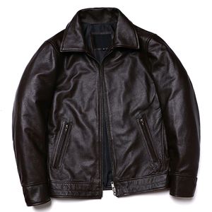 Erkek ceketler kahverengi orijinal deri ceket 100 doğal inek derisi gündelik ceket bahar ve sonbahar kıyafetleri s 6xl 230313
