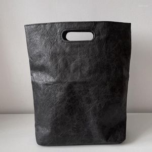 Akşam çantaları basit tasarım büyük kapasiteli kova çantası 2023 kadın kağıt alışveriş moda kraft kadın