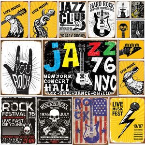 Jazz Rock Music Festival Metal Painting Poster Retro Shabby Plaque Metal Art Iron Painting Crafts Pub Cafe Club Tin Sign Decorative Plate Sign 30X20cm W03