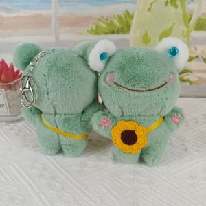 Plush pendant keychain, keychains The same type of small frog cute sunflower frog doll couple gift key chain