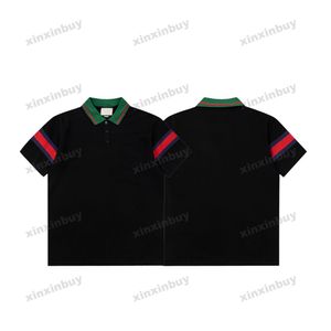 xinxinbuy mężczyzn designerka koszulka 23ss Strip Rękaw list haftowy krótki rękaw Bawełniane kobiety czarne białe niebieskie zielone czerwone czerwone m-2xl