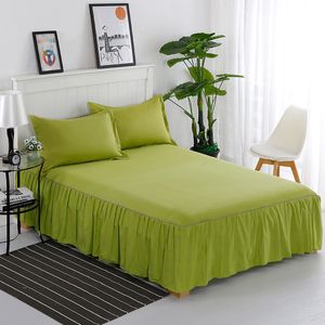 Bed Skirt 100% Cotton Bed Skirt Elastic Band Mattress Covers Solid Green Bed Sheets Mattress Cover King Queen Full Twin Size Bed Cover 230314