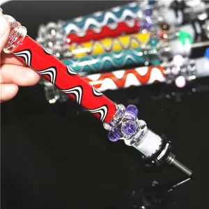 fumando mini néctar kit palha dicas de quartzo de vidro tubos de água bong tubo titânio quartos dab petroleiros plataformas de água dabber ferramentas