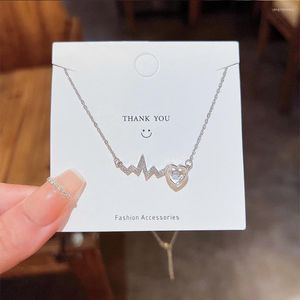 Choker Fashion Trend Unique Design Elegant Delicate Heart Zircon EKG Titanium Steel Clavicle Necklace Women's High Jewelry Party Gifts