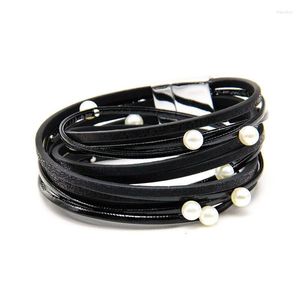 Charm Armband Multilayer Wrap Leather for Women Eloy Magnetic Clasps Pearl Armband Armband Fashion Jewelry Pulseras Mujer
