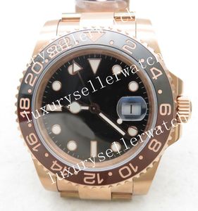 Herr Super Diver 40mm GMF Factory V3 Asia 3285 Hour Handjusterbar 18K Rose Gold Black/Brown Ceramic Bezel With Platinum Steel 904L Oyster Armband Armbandsur