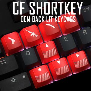 Ny WASD Arrow Gaming KeyCaps OEM Bakgrundsbelyst Gamer ABS 4 Key Personlighet Svart Red Keycap för CSGO MX Switch Mechanical Tangentboard