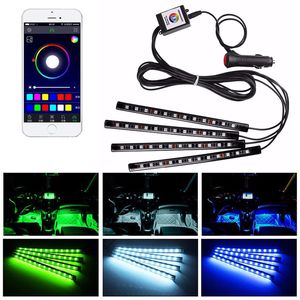 Striscia LED RGB per auto SMD 10W Automobili Interni Atmosfera decorativa dei LED Lampada Telecomando 12V Luci interne per auto usalight