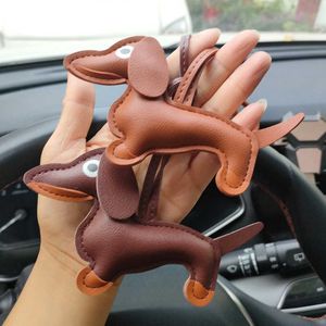 Schlüsselanhänger Herren Auto Dackel Bulldogge Kette PU Leaer Hund Mode für Frauen Tasche Anhänger Schmuck Schmuck Ring Kette L230314