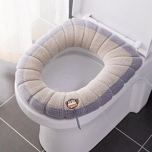 Toalettstol täcker vinter varmt täcke tvättbar dyna kudde med handtag badrum närmaste matta o-form stickande varmare tillbehör