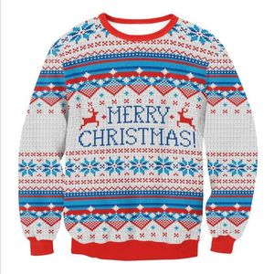 Men's Sweaters Men Women Xmas Crew Neck 3D Funny Reindeer Print Autumn Winter Ugly Christmas Jumpers Holiday Party Sweatshirt