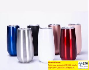 6oz şarap bardağı paslanmaz çelik yumurta tumbers vakum çocuk tumbler şampanya fincan bira kupa yalıtımlı kahve kupa stemless düğün partisi