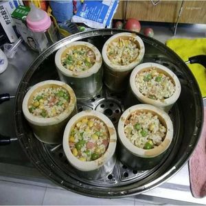 Dinnerware Define o tubo de água de arroz de bambu Rice Copo Tigela fresca de mesa de mesa seis
