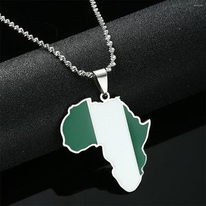 Pendant Necklaces Enamel Africa & Nigeria Map Gold Color Nigerian Flag Jewelry Gift