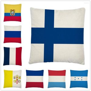 Yastık Avrupa ülkeleri bayrak desen keten kapak yastık kılıfı ev kanepe arabası yastık 45x45 cm