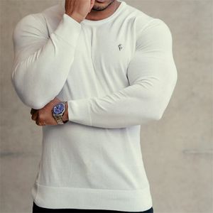 Erkek Tişörtleri Spor Salonu Fitness T-Shirt Erkekler rahat uzun kollu erkek vücut geliştirme egzersiz sıska tişört en iyi koşu spor yün süveter 230313