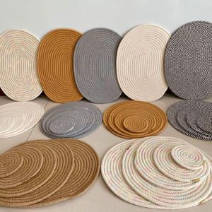 Table Mats Weave Placemat Pads 11/18/24/30/40cm Round Dining Napkin Non-Slip Heat Resistant Cushion Kitchen Party Decor