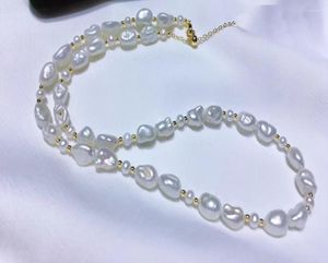 Choker 10mm White Baroque Pearl Necklace Gold Clasp Extend Chain Natural Freshwater Women Jewelry 14'' 17'' 35cm 43cm
