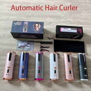 Cordless Automatic Hair Curler Automatic Curling Iron with LCD Display Portable USB Rechargeable Spin Curler Fast Heating Ceramic Barrel for Hair Styling 6colors