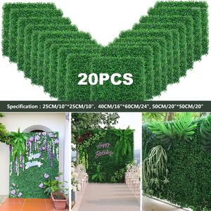 Decorative Flowers Artificial Plants Grass Wall Panel Boxwood Hedge Greenery UV Protection Green Decor Privacy Fence Backyard Screen Wedding