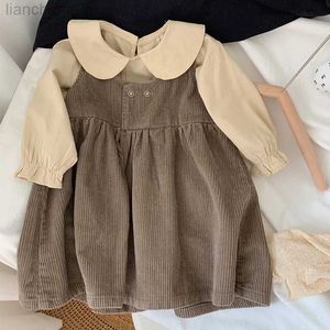 Mädchen Kleider Baby Mädchen Kleid Frühling Herbst Kinder Kleidung 2 stücke Sets Koreanische Kinder Weste Prinzessin Kleid 1-6Years Mädchen Casual Lose Kleid Anzug W0314