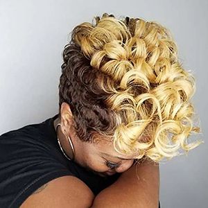 Syntetyczne peruki HairJoy Hair Kobiety Krótka krwawa afroamerykańska peruka 230314