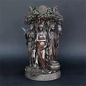 Decorative Objects Figurines Resin Art Greek Goddess Statue Figurine Ancient Religious Hecate Sculpture Home Decor Ornament Miniatures Craft 230314