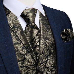 Mens Vests Luxury Paisley Mens Vest Gray Chaleco Hombre Bowtie Slyckig Pocket Square Set Man Shirt Accessories for Spring Winter Autumn 230313