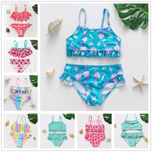 Costumi da bagno da donna 2 ~ 16 anni Costumi da bagno per ragazze adolescenti Due pezzi Costume da bagno per ragazze Bikini per bambini di alta qualità Falbala Abbigliamento da spiaggia per bambini-1084mix