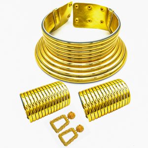 Bröllop smycken set afrikansk vintage uttalande choker harts snäpp halsband armband smycken set kvinnor krage brett läder armband studörhänge set 230313