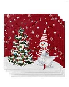 Serviette Schneemann Weihnachtsbaum Schneeflocke 4/6/8 Stück Tuch Dekor Abendessen Handtuch für Küche Teller Matte Hochzeit Party Dekoration