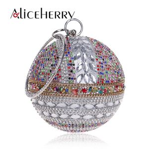 Evening Bag High Quality Handbags Brand Designer Chain Round Shaped Silver Gold Clutch bag Ladies Luxury Wedding Party Bags 230314