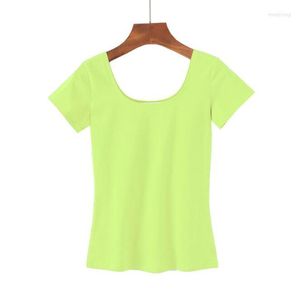 Erkek Tişörtleri T-Shirt Kadınlar Kısa Kollu Yaz Büyük Boyun Seksi Açık Sırt İnce Düşük Boyun Taban Gömlek Sıkı Katı U-boyun gövdesi