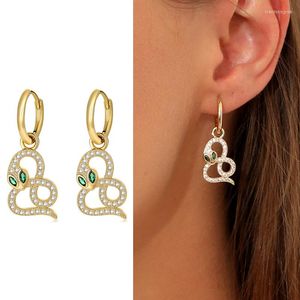 Hoop örhängen guldfärg Rhinestone Snake Form Dangle For Women Girl Retro Statement Drop Small Earring Jewelry