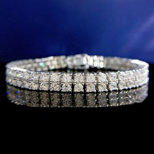 Bracciale rigido Moissanite a due file Braccialetti da sposa in argento sterling 925 reale al 100% per le donne Regalo di gioielli da festa promessa alla moda