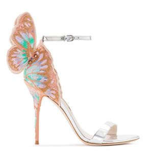 Enkle vleugelsandalen voor vrouwen Sophia Webster Butterfly High Heel Shoes Real Leather Wedding Bridal Shoes215k