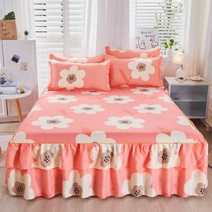 Bed Skirt Solid color printed lotus leaf lace bedding Princess style bedding No pillowcases Non slip sheets 230330