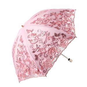 Guarda -chuvas Flor retro ensolarada e chuvosa guarda -chuva dobrável menina durável guarda -chuvas portáteis Automática Rain Gear Umbrella 230314