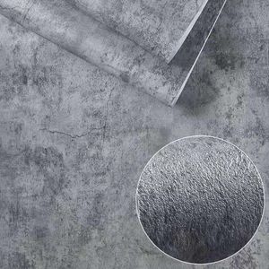 Wallpapers Cement Gray Film Self Adhesive Wallpaper Waterproof Wall Stickers For Bathroom Kitchen Furniture Room Decor Home Improvem