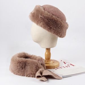 Beanies Beanie/Skull Caps Winter Unisex Fur Wool Hat And Scarf Set For Women Men Neck Warm Aldult Accessories