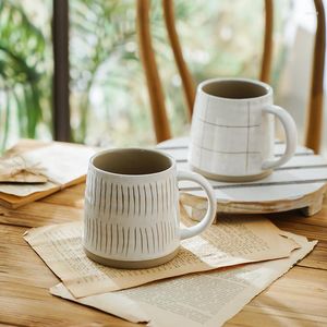 Tazze Giapponese Semplice Dipinto A Mano In Ceramica A Quadri In Ceramica Caffè Tazza Da Colazione In Ceramica Di Grande Capacità Per Stoviglie Acqua Latte Tè