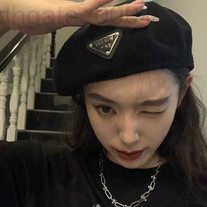Berets Designer Black Hat Female Xia Beret Net Red Corean Version Ins Triangle Priticle Painter Spring and Autumn U4IJ